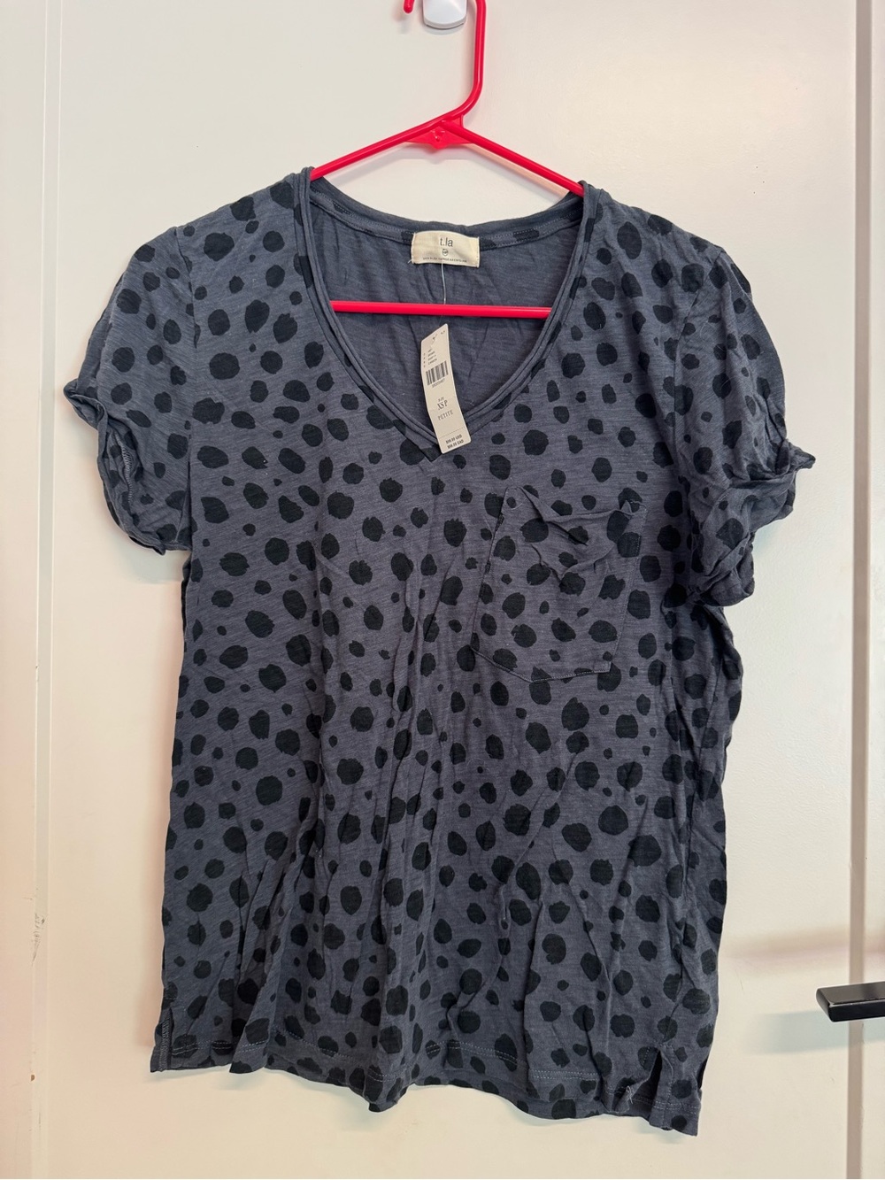 Anthropologie T.La Gray Short-Sleeve V-Neck Pocket Tee, XS petite